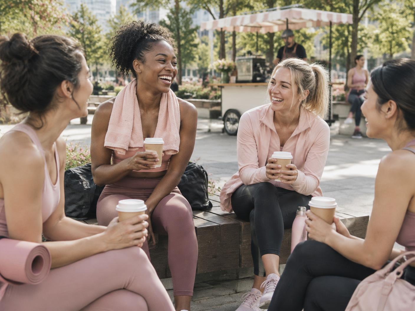Friends sharing coffee after class